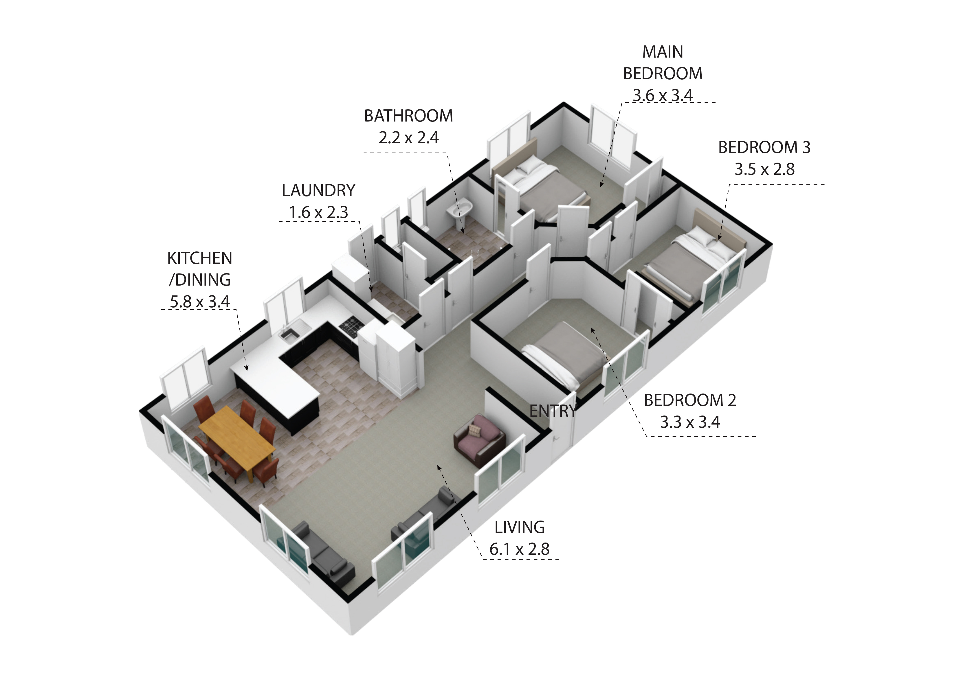 3 bedroom dutch gable 3d